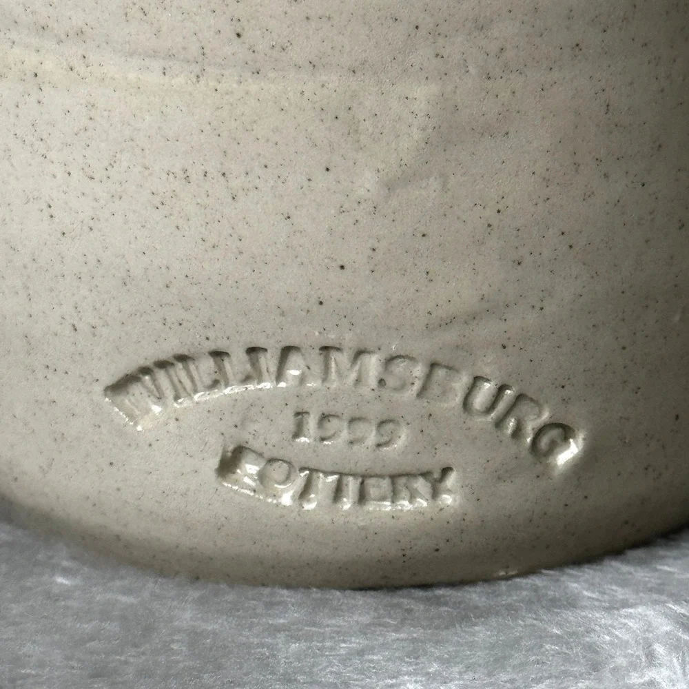 Williamsburg Pottery 1999 Stoneware Candle Holder Blue Floral Luminary Signed